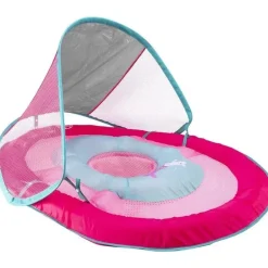 Swimways Baby Spring Float Com Canopy Upf 50 Em Rosa | Flutuador de piscina para bebês