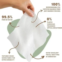 Terra - 24Ct Bamboo Water Wipes Pacote de viagem puro da Nova Zelândia