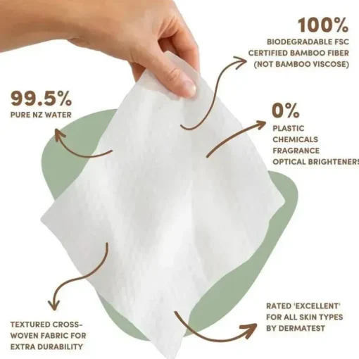 Terra - 24Ct Bamboo Water Wipes Pacote de viagem puro da Nova Zelândia