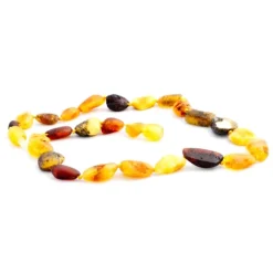 The Amber Monkey - Colar de âmbar báltico de 14 a 15 polegadas, vários feijões crus
