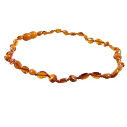 The Amber Monkey - Colar de Âmbar Báltico Polido de 12 a 13 polegadas, Feijão de Conhaque POP