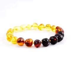 The Amber Monkey - Pulseira Barroca Arco-íris de Âmbar Báltico Polido 7-8 polegadas Fecho de Parafuso