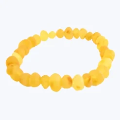 The Amber Monkey - Pulseira elástica de âmbar báltico limão bruto de 7 a 8 polegadas