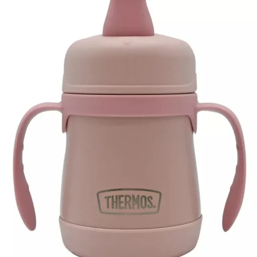 Thermos - 7 Oz. Stainless Steel Sippy Cup W/ Handles Simple Pastels, Rose