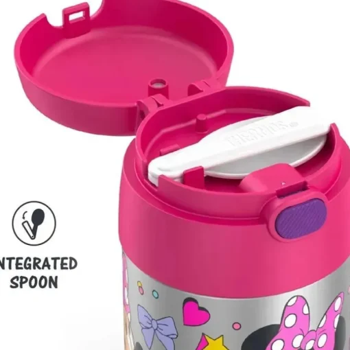 THERMOS - Frasco de comida isolado de aço inoxidável de 10 oz com colher, Minnie pré-escolar