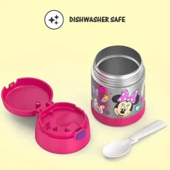 THERMOS - Frasco de comida isolado de aço inoxidável de 10 oz com colher, Minnie pré-escolar