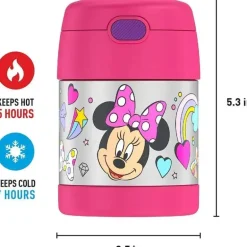 THERMOS - Frasco de comida isolado de aço inoxidável de 10 oz com colher, Minnie pré-escolar