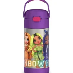 THERMOS - Garrafa de canudo isolada de aço inoxidável de 12 onças, ARCO-ÍRIS ALTO