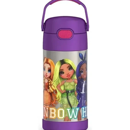 THERMOS - Garrafa de canudo isolada de aço inoxidável de 12 onças, ARCO-ÍRIS ALTO