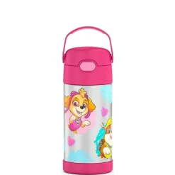 THERMOS - Garrafa de canudo de aço inoxidável com isolamento a vácuo de 12 onças, Paw Patrol Girl