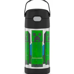 THERMOS - Garrafa de canudo de aço inoxidável com isolamento a vácuo de 12 onças, Minecraft
