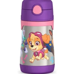 THERMOS - Garrafa de canudo de aço inoxidável com isolamento a vácuo de 10 onças, Paw Patrol Girl