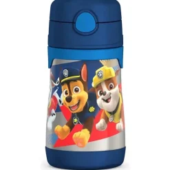 THERMOS - Garrafa de canudo de aço inoxidável com isolamento a vácuo de 10 onças, Paw Patrol Boy