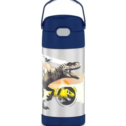 THERMOS - Garrafa de canudo de aço inoxidável com isolamento a vácuo de 12 onças, Jurassic World