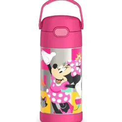 THERMOS - Garrafa de canudo de aço inoxidável com isolamento a vácuo de 12 onças, Minnie Mouse