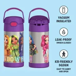 THERMOS - Garrafa de canudo isolada de aço inoxidável de 12 onças, ARCO-ÍRIS ALTO