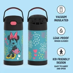 THERMOS - garrafa de canudo isolada de aço inoxidável de 12 onças, Minnie Mouse