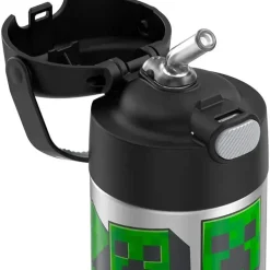 THERMOS - Garrafa de canudo de aço inoxidável com isolamento a vácuo de 12 onças, Minecraft