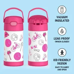 THERMOS - garrafa de canudo isolada de aço inoxidável de 12 onças, Barbie