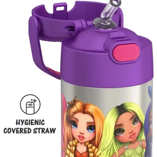 THERMOS - Garrafa de canudo isolada de aço inoxidável de 12 onças, ARCO-ÍRIS ALTO