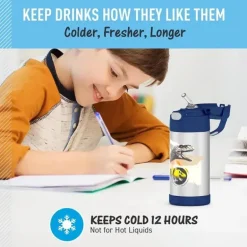THERMOS - Garrafa de canudo de aço inoxidável com isolamento a vácuo de 12 onças, Jurassic World