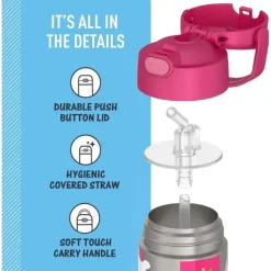 THERMOS - Garrafa de canudo de aço inoxidável com isolamento a vácuo de 12 onças, Minnie Mouse