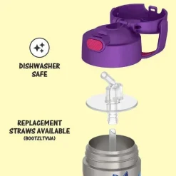 THERMOS - Garrafa de canudo isolada de aço inoxidável de 12 onças, ARCO-ÍRIS ALTO