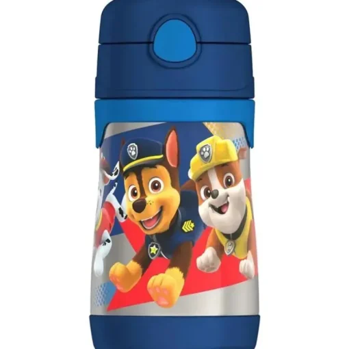 THERMOS - Garrafa de canudo de aço inoxidável com isolamento a vácuo de 10 onças, Paw Patrol Boy