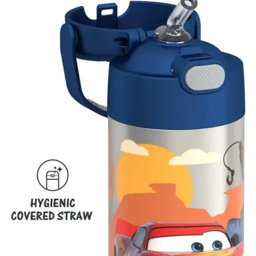 THERMOS - Garrafa de canudo de aço inoxidável com isolamento a vácuo de 12 onças, carros