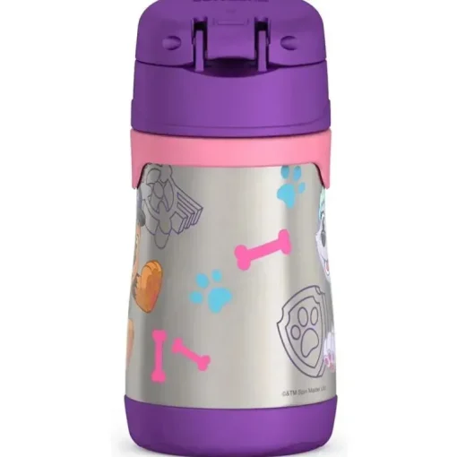 THERMOS - Garrafa de canudo de aço inoxidável com isolamento a vácuo de 10 onças, Paw Patrol Girl
