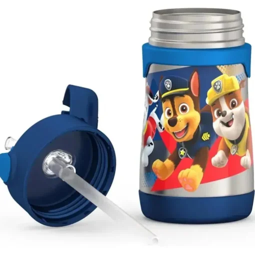 THERMOS - Garrafa de canudo de aço inoxidável com isolamento a vácuo de 10 onças, Paw Patrol Boy