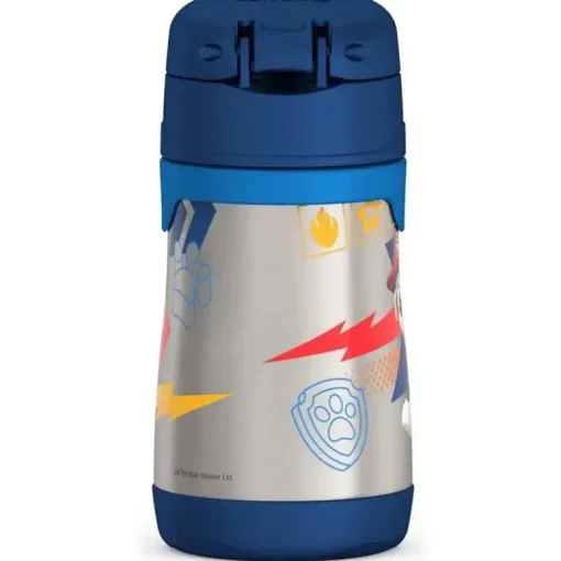 THERMOS - Garrafa de canudo de aço inoxidável com isolamento a vácuo de 10 onças, Paw Patrol Boy