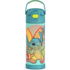 THERMOS - Garrafa de palha de aço inoxidável com isolamento a vácuo de 16 onças, Stitch