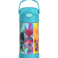 THERMOS - Garrafa de palha de aço inoxidável com isolamento a vácuo de 12 onças, Trolls 3