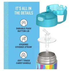 THERMOS - Garrafa de palha de aço inoxidável com isolamento a vácuo de 12 onças, Trolls 3