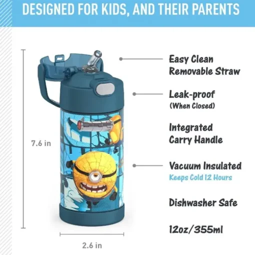 Thermos - 12Oz. Funtainer® Water Bottle W/ Straw, Despicable Me 4 Movie
