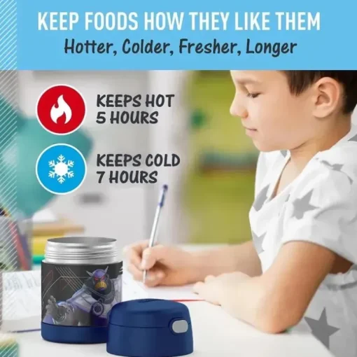 THERMOS - Pote de alimentos com isolamento a vácuo de aço inoxidável com colher, 10 oz, Lightyear