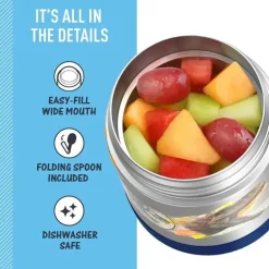 THERMOS - Pote de alimentos com isolamento a vácuo de aço inoxidável com colher, 10 oz, Jurassic World