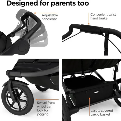 Thule - Urban Glide 3 Double Child All-Terrain Stroller, Black