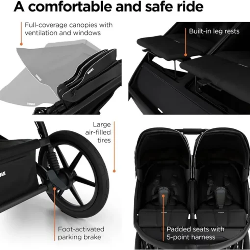 Thule - Urban Glide 3 Double Child All-Terrain Stroller, Black