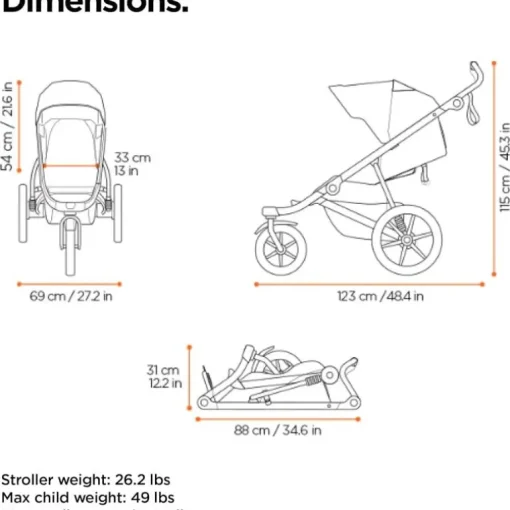 Thule - Urban Glide 3 Single Child All-Terrain Stroller, Blue