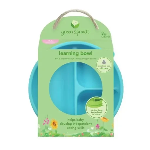 Tigela de Aprendizagem de Silicone de Brotos Verdes, Cinza