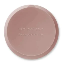 Tigela e colher de sucção Ali + Oli (blush) borda ondulada