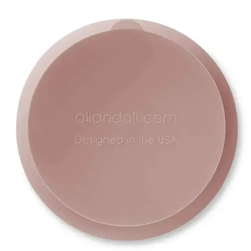 Tigela e colher de sucção Ali + Oli (blush) borda ondulada