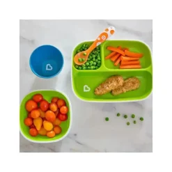 Tigelas Munchkin Splash para crianças, azul/verde
