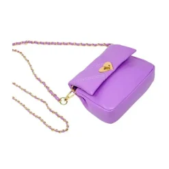 Tiny Treats - Bolsa acolchoada macia com fecho de coração, roxa