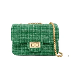 Tiny Treats - Bolsa Clássica Grande de Tweed, Verde
