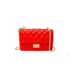 Tiny Treats - Bolsa clássica acolchoada com aba grande, vermelha