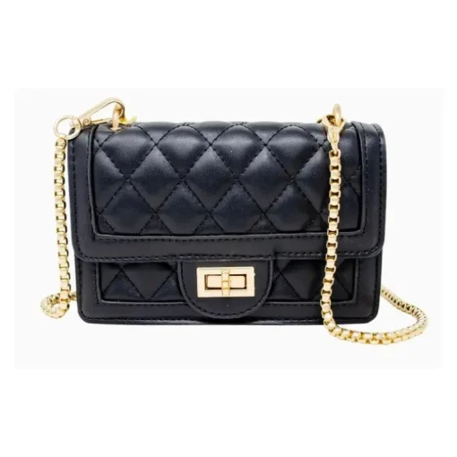 Tiny Treats - Classic Quilted Large Flap Handbag, Black