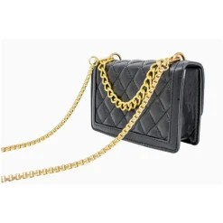 Tiny Treats - Classic Quilted Large Flap Handbag, Black